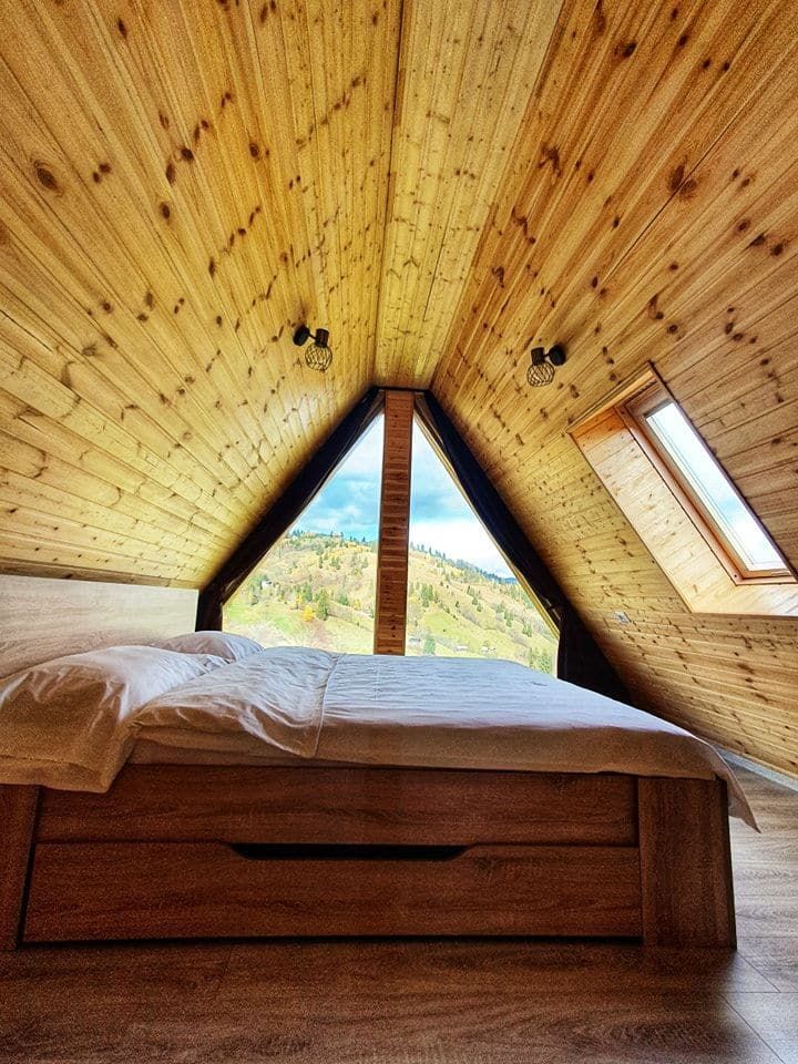 The triangular bedroom window