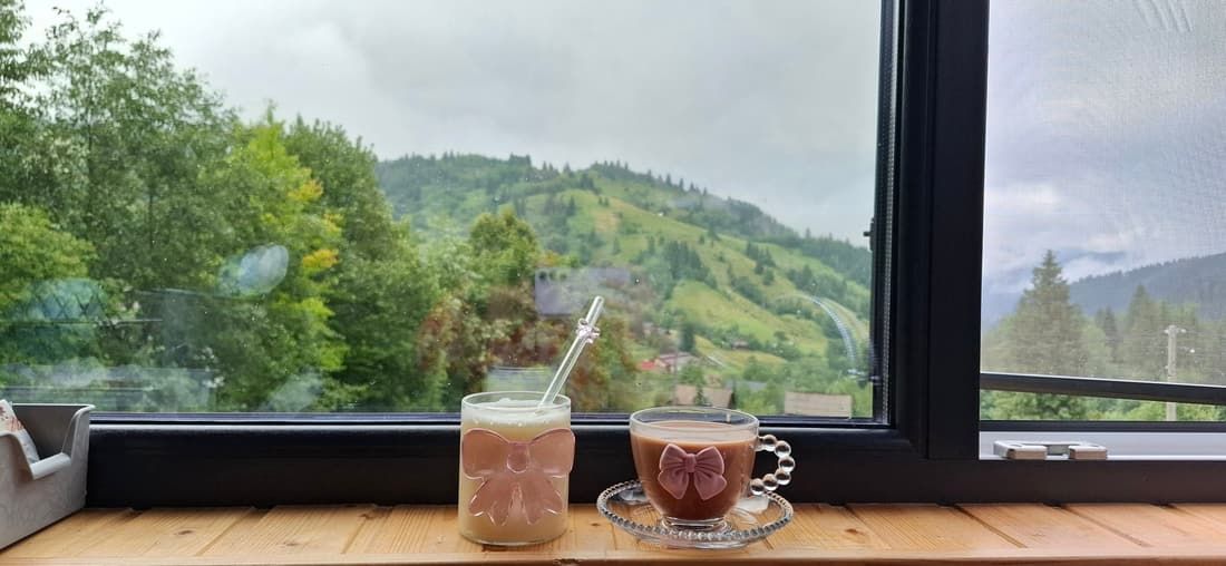 Morning coffee with a mountain view
